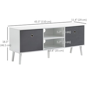 Modern TV cabinet with drawers and folding shelves, white