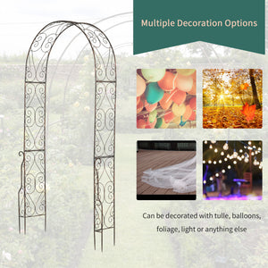 Metal garden arch with pergola for decorative climbing plants