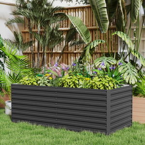5' x 3' x 2' Raised Garden Bed, Galvanized Planter Box for Growing Flowers, Herbs and Vegetables, Dark Gray