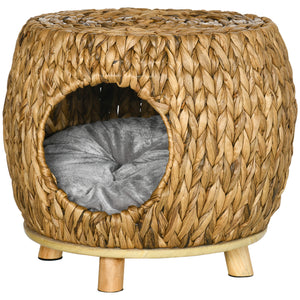 Wicker cat basket with washable cushion
