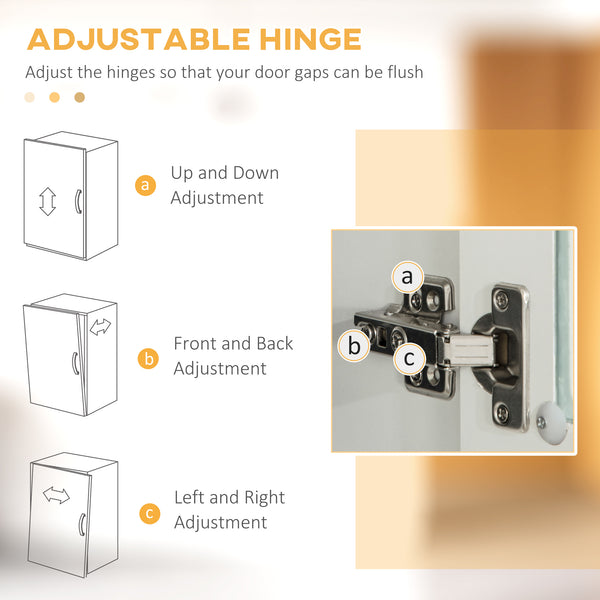 Freestanding storage unit with 2 adjustable shelves, 2 drawers, open countertop and glass doors, white