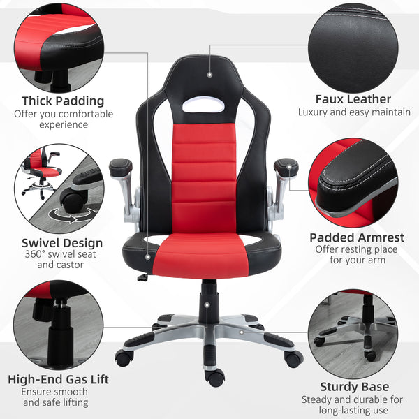 Gaming chair in synthetic leather, red