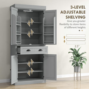 Storage unit with LED lighting and spice shelves, gray