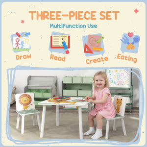 3-Piece Kids Animal Print Table and Chair Set