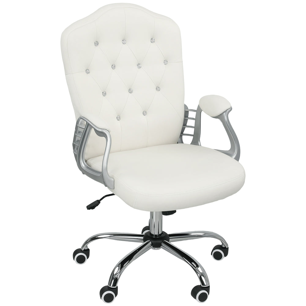 Velvet office chair with swivel casters, adjustable height, recline function, off-white