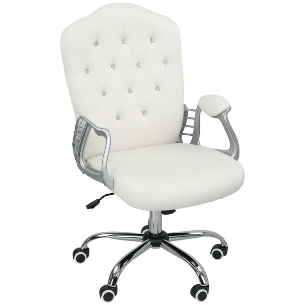 Velvet office chair with swivel casters, adjustable height, recline function, off-white