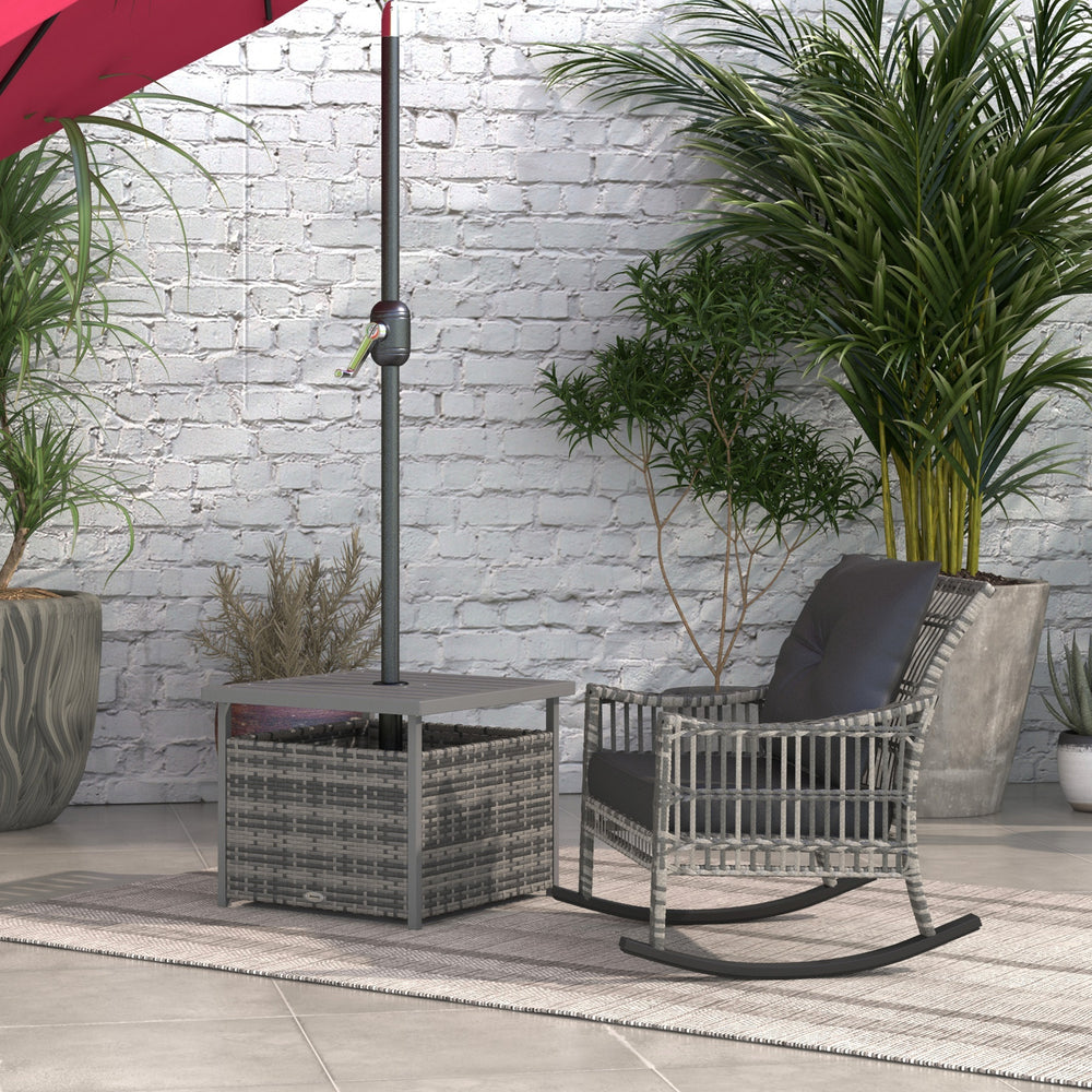 Wicker patio coffee table with parasol hole - Heather Grey