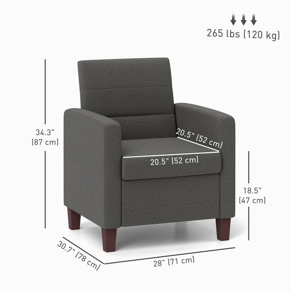 Fabric armchair with seat cushion and non-slip glides, dark grey