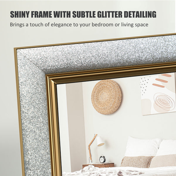 Silver framed floor or wall mirror for bedrooms