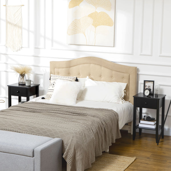 Set of 2 side tables with drawer and lower shelf, black