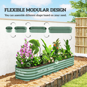 Galvanized raised planter kit with safety edging, green