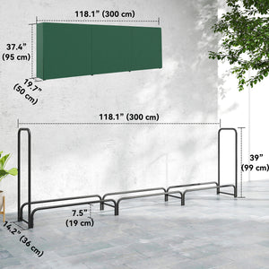 10 ft. firewood rack with cover and 660 lb. capacity