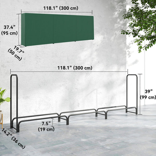 10 ft. firewood rack with cover and 660 lb. capacity