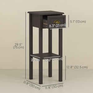 2-Tier Side Table with Drawer and Shelf, Coffee