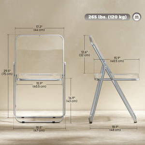 Set of 4 transparent acrylic folding chairs