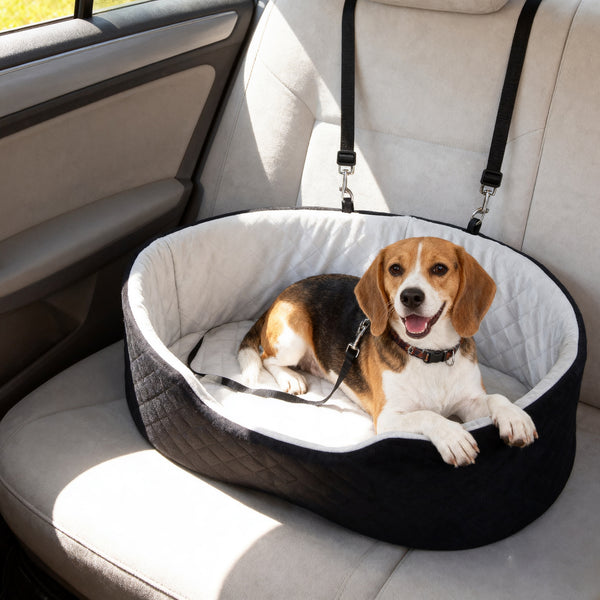 Dog car seat with removable and washable cushion, black