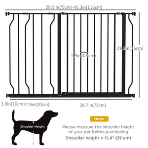 Pet Gate, Easy Installation, with Door and Double Locking System, Black