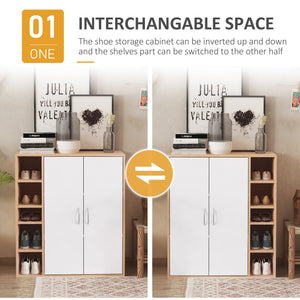 3-Tier Freestanding Shoe Storage Cabinet with Shelves, Natural Colour