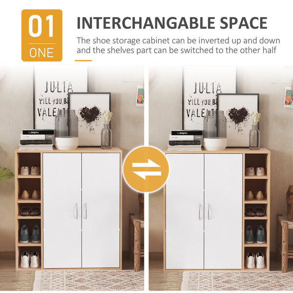 3-Tier Freestanding Shoe Storage Cabinet with Shelves, Natural Colour