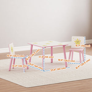 3-piece children's table and chair set, star pattern