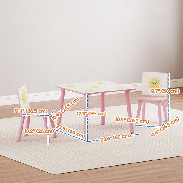 3-piece children's table and chair set, star pattern