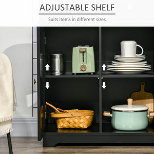 Modern buffet with cupboards, drawers and adjustable shelves for living room, black