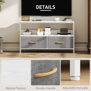 White and charcoal grey TV stand for televisions up to 47 inches with 2 drawers