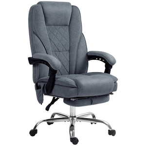 Massaging office chair with adjustable height and footrest, dark grey