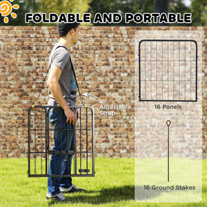Dog Playpen, 16 Panels with Straps, Portable &amp; DIY, for Small Dogs, for Yard, RV, Garden, 24" Height