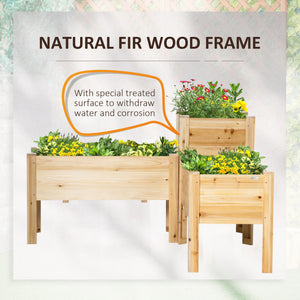 Set of 3 Freestanding Wooden Raised Planters