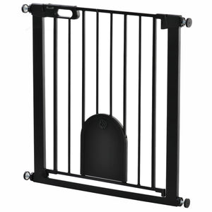 Extra-wide safety gate with small door, black