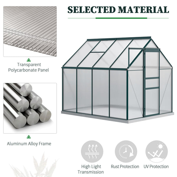 Polycarbonate greenhouse with adjustable ventilated roof and gutter