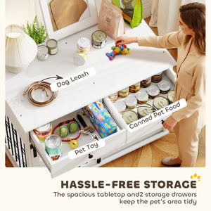 39-inch crate cabinet with 2 drawers, casters, and sliding door