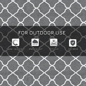Waterproof outdoor rug, grey and white