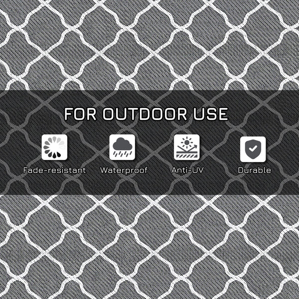 Waterproof outdoor rug, grey and white