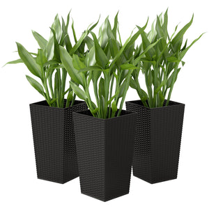 Set of 3 tall plant pots, black