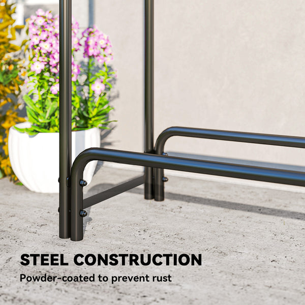 Wood rack with waterproof cover, 500 kg log storage rack