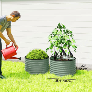 Set of 2 raised garden beds with safety edging, green
