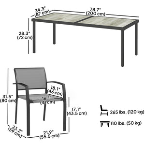 9-Piece Patio Dining Set with Stacking Chairs, Gray