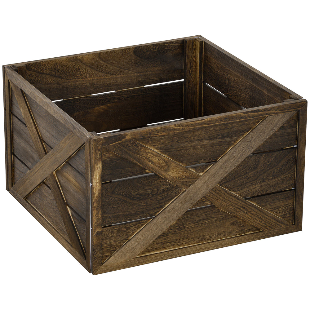 24" Christmas Tree Skirt with Dark Weathered Wood Finish