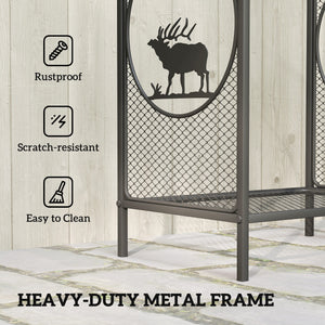 48cm Heavy Duty Metal Log Rack with Decorative Deer Motifs