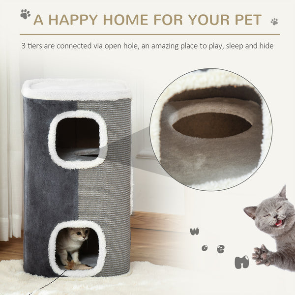 4-story cat house with scratching surface and removable cushion