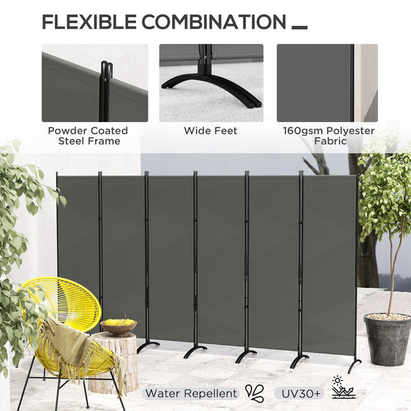 6-panel folding screen, UV30+ protection, dark grey