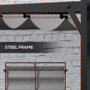 10' x 10' Retractable Pergola, Garden Shelter, for BBQ, Patio, Deck, Dark Grey