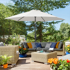 8.5-foot round aluminum patio umbrella, cream white
