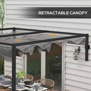 10' x 10' Pergola with Retractable Metal Roof for BBQ, Garden, Patio, Deck