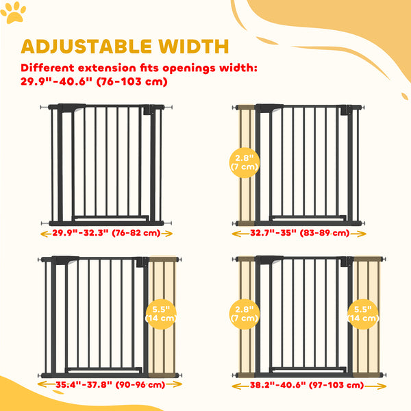 Self-closing safety gate, black