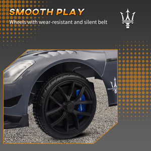 Maserati GT2 toddler car with storage, music, horn, gray