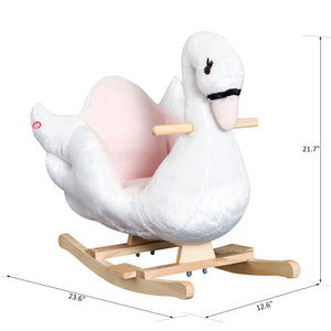 Soft and warm rocking swan with lullaby, white