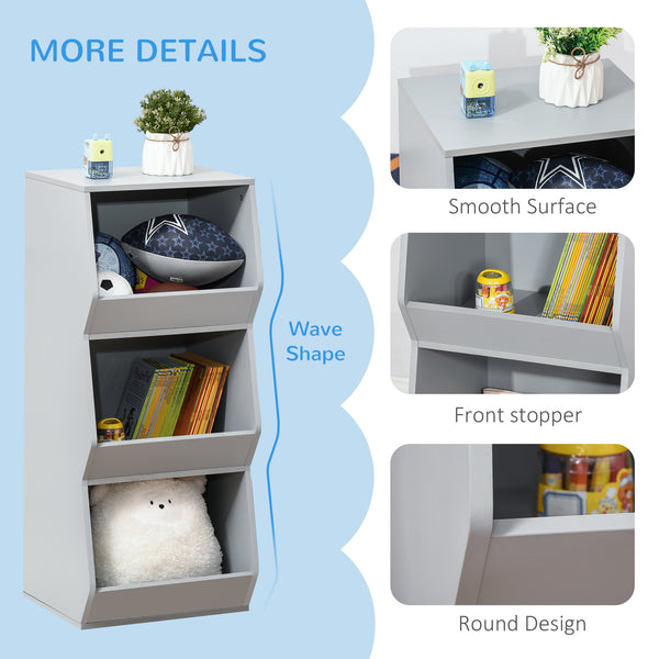Storage unit with 3 shelves, gray